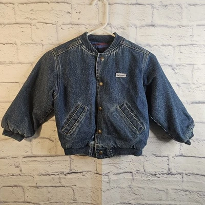 Vintage Baby Guess Denim Bomber Jacket Snap button Pockets Size 4-5 USA Lined - Image 1 of 4