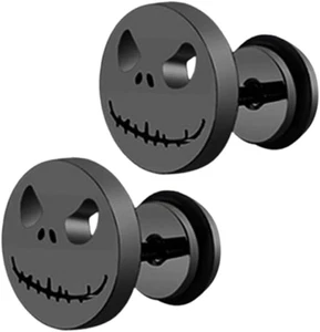 Monster Ohrringe Punk Edelstahl 2er Set Rock Punk - Fake Plug Schwarz - Bild 1 von 7