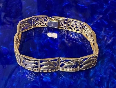 VINTAGE 14K YELLOW GOLD DOLPHIN BRACELET, 11.84 GRAMS, 7.5 IN., 10MM, NOT SCRAP  - Image 1 of 4