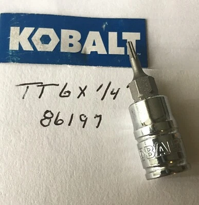 Kobalt T6 x 1/4" Dr Tamper Proof Star Bit Socket  # 86197  Free  USA Shipping - Image 1 of 3