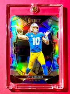 Justin Herbert MINT SILVER DIECUT REFRACTOR PANINI SELECT CONCOURSE PRIZM - Picture 1 of 7