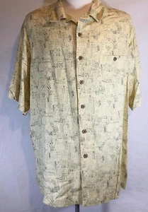 New Roundtree & Yorke Caribbean Men Shirt XL Short Sleeve Green Tiki Pattern - Picture 1 of 1
