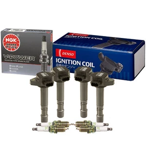Denso 4 COP Ignition Coils & NGK 4 VPower Spark Plugs Kit For Honda Civic 1.7 L4 - Picture 1 of 1