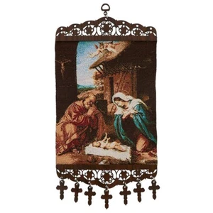 NATIVIDAD Tejido Tapiz Cristiano Colgante de Pared Icono Católico Ortodoxo - Imagen 1 de 6