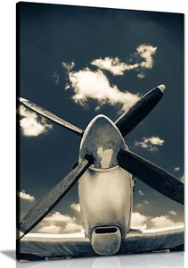 Blue Sky & Airplane Propellers Framed Canvas Print Wall Art Home Decor - Picture 1 of 6