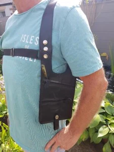 LEDER GELDHOLSTER SCHULTERRIEMEN NAPPALEDER GELDBÖRSE - Bild 1 von 5