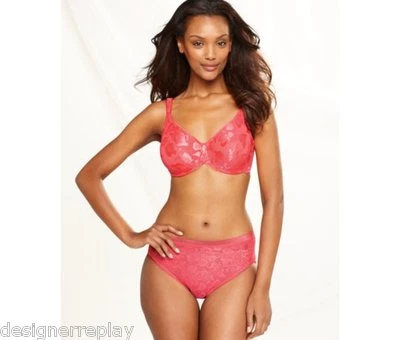 Wacoal AWARENESS Calypso Coral Nylon 85567 UW Bra 32DD & 871101 Hi Cut Brief S - Image 1 of 4