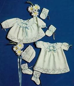 Baby coat dress bonnet bootees mitts KNITTING PATTERN Romany Reborn. - Picture 1 of 3