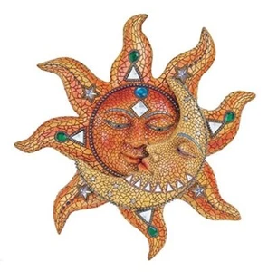 Polyresin Mosaic Face Sun Moon Wall Décor () 13Inches Multicolor - Picture 1 of 2