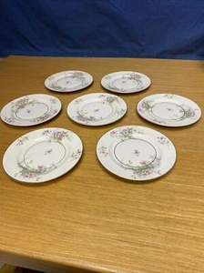 7 Theodore Haviland 'Apple Blossom' 6 1/2”Bread Plates Floral Pink Green - Picture 1 of 5