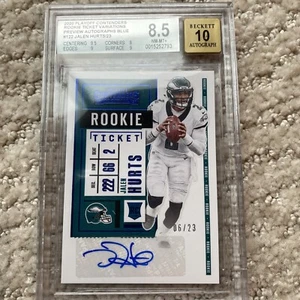 2020 Panini Contenders Jalen Hurts 06/23 Blue Preview Variation Auto BGS 8.5/10 - Picture 1 of 4