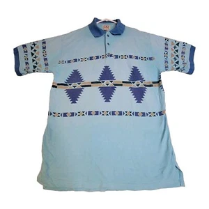 Western Frontier Shirt Men 1/4 Button L Blue Aztec ,Southwestern Cowboy Rancher - Picture 1 of 9