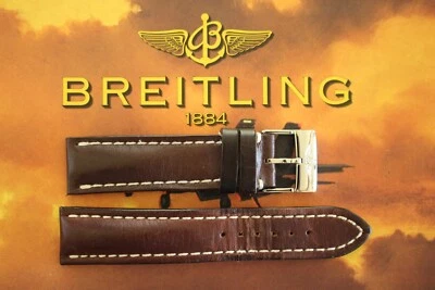 BREITLING 437X 22-20 MARRÓN LISO LENGÜETA DE PANTORRILLA HEBILLA CORREA DE RELOJ CORREA DE RELOJ A Foto 1 de 4