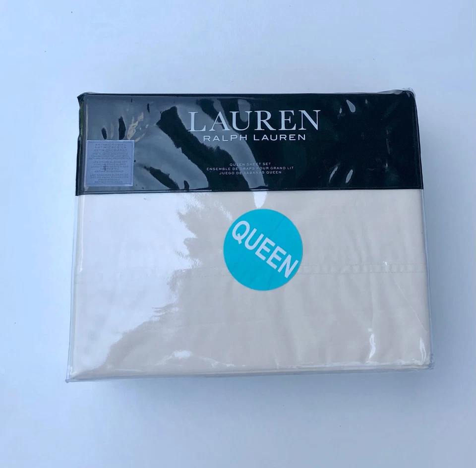 4 pc Lauren Ralph Lauren SLoane Queen Sheet Set Ivory