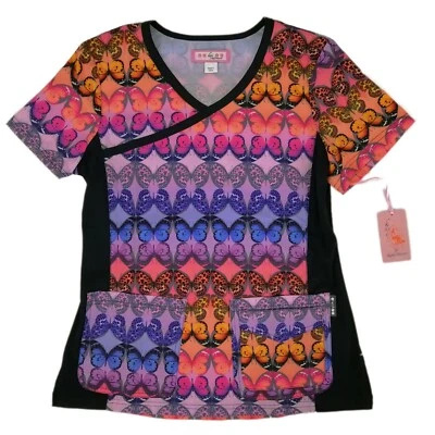 Koi Scrub Top 385PR-KEB Kaleidoscope Butterfly Raquel - Image 1 of 3