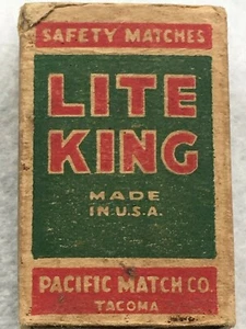 Vintage, Pacific Match Company, Tacoma, Lite King, Safety Matches, matchbox - Picture 1 of 7