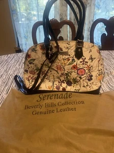 Serenade Genuine Leather Tote Handbag W/Dust Bag Strap 18” Handle 7”-10”x13.5” - Picture 1 of 11