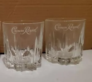 (SET OF 2) Crown Royal Diamond Cut Embosed *MADE IN ITALY* Whiskey Rocks Glasses - Picture 1 of 8