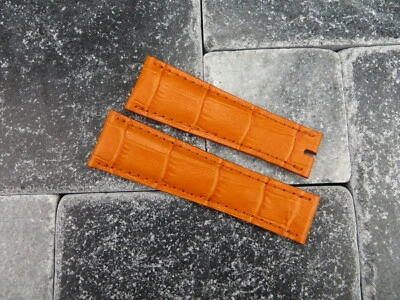 New 20mm Leather Strap White Red Orange Blue Watch Band Rolex Daytona Short x1 - Image 1 of 4