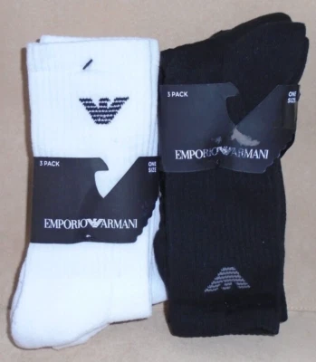 NEW MEN'S "EMPORIO ARMANI 3 PAIR CALZA TENNIS SPUGNA CREW SOCKS" Choose! - Image 1 of 3