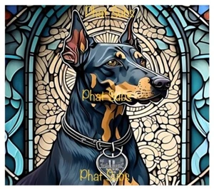 Envoltura de vaso de sublimación 20 oz vidrieras Doberman listo para presionar transferencia - Imagen 1 de 1