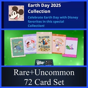 EARTH DAY 2025 COLLECTION-RARE+UNC 72 CARD SET-TOPPS DISNEY COLLECT DIGITAL - Zdjęcie 1 z 1