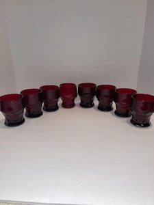 8 Vintage Ruby Red Georgian Viking 3 1/4” 5 Oz Juice Tumblers Glasses - Picture 1 of 9