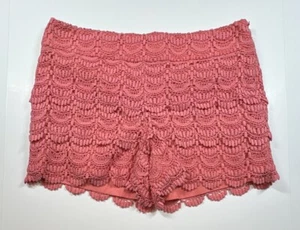 Ann Taylor Loft Lace The Riviera Shorts Size 10 Womens Zip Side Coral Layered - Picture 1 of 7