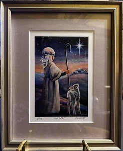 Little shepard Boy/Lamb North star Water Color by G. Weiner 9x11  - Picture 1 of 11