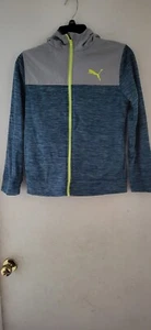 Boys Puma Fleece Hooded Blue Gray Size M 10/12 - Picture 1 of 3