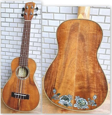 Alulu Solid Acacia Koa wood Concert Ukulele, rose inlay HU1649 - Image 1 of 4