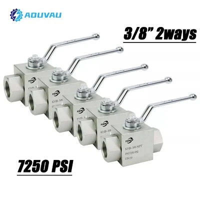 AOUVAU 5 Pcs  3/8'' NPT Hydraulic Ball Valve 2 way Steel Ball Valve 7250 PSI Foto 1 de 4