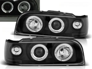 headlights for VOLVO 850 1992 1993 1994 1995 1996 angel eyes black LHD - Picture 1 of 1