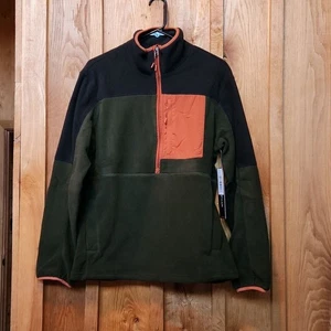 NEW Grays Peak REI Outdoors Zip Up Fleece Sweater, Small, Evergreen, Black, Rust - Picture 1 of 12