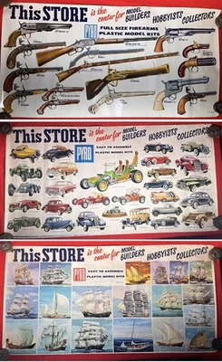 1966 Pyro Model Kits Set of 3 Posters - 25 x 18 - Guns/Rifles, Cars, Ships - Image 1 of 4