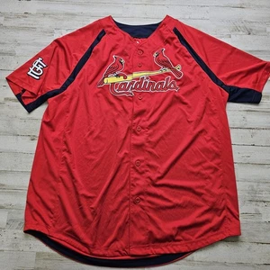 St. Louis Cardinals Majestic Herren XL Knopfleiste Trikot V-Ausschnitt Performance Poly - Bild 1 von 5