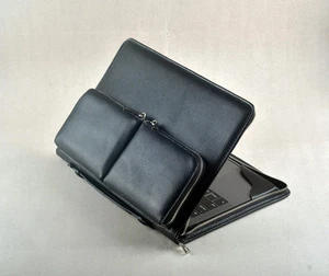 maßgeschneiderte genarbte Leder Büro Laptop Hülle Reißverschluss schwarz Leder Weekender Tasche - Bild 1 von 4