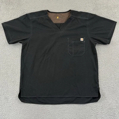 Carhartt Scrub Shirt Mens Large Black Ripstop Medical Utility Loose Short Sleeve - Image 1 of 4