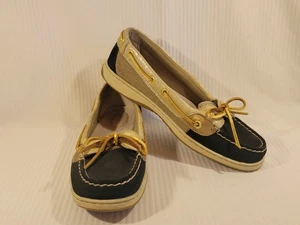 Sperry Top Sider Slip On Boat Shoes Loafers Black and Metallic Gold Women's 8 M - Picture 1 of 14