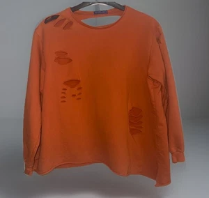 Orange Long-sleeved Top Soft Grunge Y2K Acubi Style Women's - Picture 1 of 6