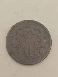 1865 2 Cent Piece US 2 Cent - Picture 1 of 6