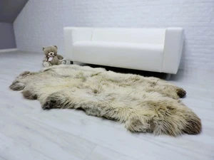 Real Herdwick Sheepskin Rug Quad: Cream Brown Fur Throw, 226 - Picture 1 of 8