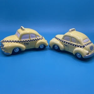 Dept 56 Retro 1987 Yellow Taxi Cab 51063 Snow Village Accessory Retired Lot of 2 - Picture 1 of 12