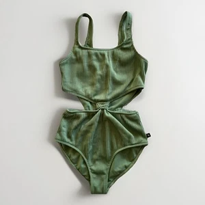 Abercrombie Kids Mint Green One Piece Swimsuit Size 9/10 Girls Side Cutouts - Picture 1 of 14