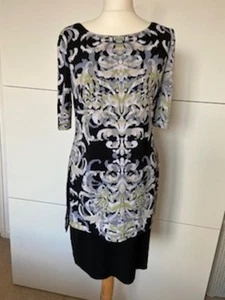 Connected apparel black, white, grey, green dress. Size 8 short sleeve stretch - Picture 1 of 4