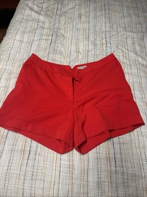 Pantalones cortos de vestir H&M rojos con puños tiro alto talla 14 Foto 1 de 4