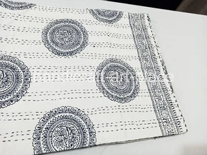 Schöne einzigartige indische Hand Blockdruck Quilt mit Kantha King Size Tagesdecke - Bild 1 von 7