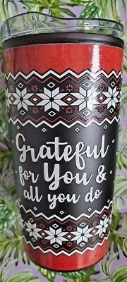 Christmas Grateful Stainless Steel Insulted Tumbler 20 oz & Gift Box. New - Image 1 of 4