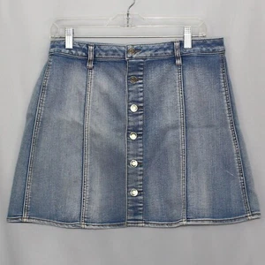 Faded Glory Denim Jean Skirt Women Sz 10 Short Six Button Front - Picture 1 of 9