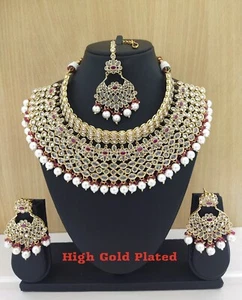 Indische Mode Schmuck Bollywood ethnisch hoch gold poliert Hochzeit Halskette - Bild 1 von 2